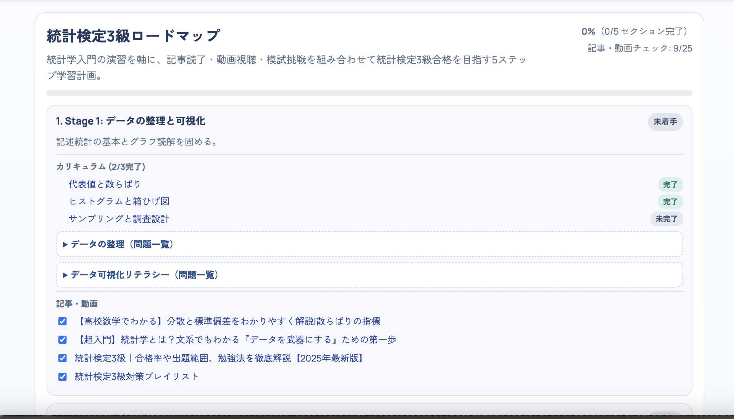 ロードマップ画面のスクリーンショット